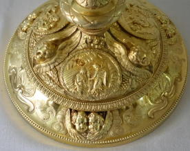 Antique French solid silver gilt Baroque Ciborium